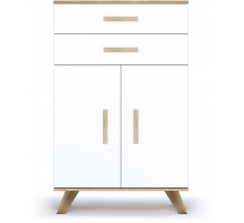 Шкаф низкий Вега Скандинавия (глянец, белый + дуб каньон)